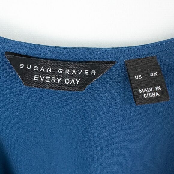 Susan Graver Everyday Liquid Knit Sleeveless Top Two Way Cowl Womens 4X Blue - Picture 3 of 13